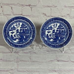 Vintage Ridgway Blue Willow Fruit Dessert Sauce Bowls - Set of 2